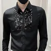 Koszulki męskie sukienki Spring Slim-Fit Shirt Spersonalizowane cekinowe dekoracyjne bary imprezowe i kluby nocne Camisas de Verano Para Hombres