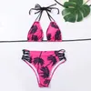 Women's Swimwear Two Piece Bikini Triangle Coconut Printing Backless Swimsuit 2023 Sexy Beach Women Vintage Bathing Suit