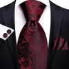 Bow Ties Bourgogne Black Floral 2023 Elegant Mens Tie Gentlemen Slips för män Business Handky manschettknappar Hi-Tie Designer