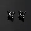 S3551 Fashion Jewelry Cool Crucifix Stud Earrings For Man Simple Black Zircon Cross Earrings