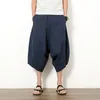 Pantaloni da uomo in cotone e lino transfrontaliero Abbigliamento in stile cinese Crotchless Retro