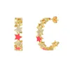 Stud Earrings KELITCH C-shaped Colorful Star Luxury Earring Women Fashion Accessories Piercing Jewelry Pendientes Gifts