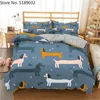 Bedding Sets Cartoon Dachshund Set Cute Sausage Dog Duvet Cover Pet Printed Comforter Bed Bedclothes