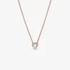 Rose Gold Elevated Heart Necklace for Real Sterling Sier Wedding Designer Jewelry for Women Girlfriend Gift CZ Diamond Necklaces with Original Box