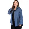 Camicette da donna L5YA Camicie di jeans larghe da donna Giacche Elegante Camicetta abbottonata taglie forti Top Classico denim a maniche lunghe