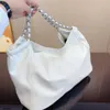 Bolsa de couro de compras feminina sacolas de corrente dupla bolsa de ombro único grande capacidade sacos de praia moda viagem marca saco de lazer