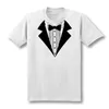 رجال القمصان الجدة رجال Tuxedo Tees الرجعية التعادل مضحك camisetas o-neck أعلى tshirts اللياقة البدنية عارضة حجم الملابس حجم xs-xxl