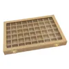 54 Mini Grids Clear Glass Lid Jewelry Tray Box Showcase Display Storage for Home Shop Counter Organizer Ring display box glasses M230v