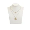 Pendant Necklaces Double Chains Moon And Sunflower Layering Necklace For Women Girls Fashion Clavicle Gift Your Honey