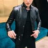 Men's Leather Faux Dress Suit Coat men's jackets Business leather Pu Blazers Korean style slim thin trend 230324