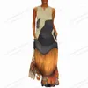 Casual klänningar ärmlös halloween vestidos kvinnor mode lös v-ringning lång fest kväll maxi klänning elegant boho strandrock