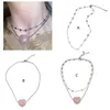 Chains Lucky-Star Choker Necklace Heart Pendant Layered-Necklace Delicate Spike-Choker