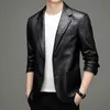 Men's Leather Faux Spring and Autumn Thin Soft Jacket Slim Fit Pattern Suit 230324