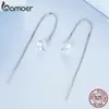 Fascino Bamoer 925 Sterling Silver Rosa Blu Zircone Goccia Ciondola Fili per le orecchie Orecchini lunghi con nappa per le donne Regalo di fidanzamento Z0323