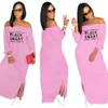 Retail Plus Size Summer Causal Maxi Dresses Designer Split Short Sleeve Dress Letter Print Womens Clothing 2023