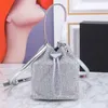 Crystal Diamond Bucket Handbag Crossbody Bag Triangle Shoulder Handbags Flip Wallet Detachable Strap Magnetic Buckle Drawstring Tote Bags