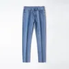 Mäns jeans 2023 vår sommar tunt andningsbar bomull stretch mäns monterade raka koreanska ungdomliga vitalitet lätta byxor