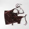 Velvet Three Piece Set badkläder designer strand biquini sommar kvinnor bikini kjolar klassiska brev tryckt baddräkt