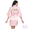 Dames slaapkleding Wedding Party Team Bruidegel met gouden letters Kimono Silk Satin Pyjama Bruidsmeisje Rose Pink Bathrobewomen's