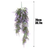 Decorative Flowers Artificial Plant Flocked Persian Fern Leaves Vines Home Room Decor Eucalyptus Leaf Lavender Garland Wall Hanging Balcony