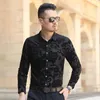 Men's Dress Shirts High Quality Black Velvet For Mens Stretch Clothes Red Velour Clothing Large Sizes Husband Party Elegant