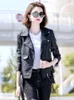 Damenjacken Frauen Biker Leder Frühling Herbst Mode Cool Motor Stil Anzug Kragen Schaffell Kurzmantel Slim Split 230324