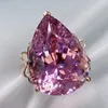 Clusterringen Super Fairy Bow Argyle Big Pink Diamond Color Treasure Ring overdreven grote waterdruppel zirkoon openingscocktailparty cadeau