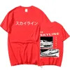 メンズTシャツアニメドリフトae86初期d両面TシャツOneck短袖夏カジュアルユニセックスR34スカイラインGTR JDMマンガTシャツ230324