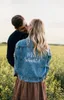 Women's Jackets Pearl Jean Custom Wedding Bride Denim Future Mrs Name Coats Personalized Engagement Maid of Honor Gift Outerwear 230323