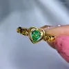 Cluster Rings Love Heart Emerald Ring Natural Real 925 Sterling Silver 3 5mm Gemstone