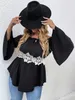 T-shirt da donna taglie forti con stampa floreale grandi camicette peplo per donne paffute curvy top primavera estate 2023 pizzo solido oversize grande abbigliamento 230324