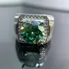 Cluster Rings Yulem 5ct B5CT Green Moissanite Mens Ring 925 Silver Beautiful Firecolour Diamond Substitut Lyxiga smycken Designers passerar