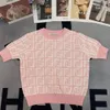 Pulls pour femmes Été Femmes Tricots Tops Mode Classique 7 Couleurs Lettre Motif Femmes Tricot Tees Été À Manches Courtes Col Ras Du Cou Respirant Casual Vêtements Pour Femmes