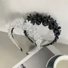 Headbands Flower Beaded Winding Three-dimensional Headband Fashion Hair Accessories Women Crystal Pearl Braided Hairbands Cute Hair Hoop 230323