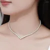 Chaînes V Forme Real D Couleur Moissanite Collier 925 Sterling Argent Mariage Chocker Pour Femmes Passe De Mariée Diamant Test Bijoux