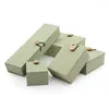 Jewelry Pouches Green Environmental Wooden Buckle Linen Boxes Ring Pendant Bracelet Long Chain Jewellery Box Dimensional Color Paper
