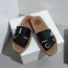 Fashion Slippers Designer Women Woody Flat Mules Sandals Slides Sail Canvas White Black Women Outdoor Beach Slipper shoes