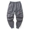 Calças masculinas hip hop carga calça moda corredores casuais streetwear multibolso fitas militares homens harem tamanho grande 230324