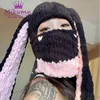 Beanieskull Caps harajuku y2k adorável e orelha de coelho de coelho chapéu de gorro gótico punk de inverno engross