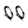 Boucles d'oreilles créoles WKOUD 1 paires acier inoxydable noir pour hommes femmes Huggie Triangle carré rond géométrique goujon