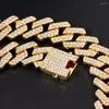 Chaînes glacées Bling strass broche cubaine lien chaîne collier pour hommes 2 rangées cristal gourmette Hip Hop bijoux 13/14/20 MM