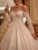Роскошное свадебное платье жемчужина милая хрустальная длинная рукава блестящие невесты 2023 г. Иллюзия поезда придворные