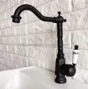 Robinets de lavabo de salle de bains, robinet en Bronze huilé à poignée unique, robinets mélangeurs d'eau froide, lavabo monté sur le pont Nnf355