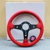 Gold Stars 330mm Red Vertex Leather Deep Dish Steering Wheel For Racing Car