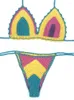 Женские купальные костюмы Женщины Крючки Бикини Майлот де Бейн Женщины две части бикини, набор костюм да Багно Донна Панквозка смешанную серебряную линию