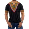 Männer T-Shirts 2023 Herren Afrikanische Kleidung Dashiki Stil Baumwolle Druck Tops Mann Hemd