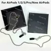 디자이너 체인 에어로 포드에 대한 방지 방지 사례 1 2 3 Pro New Necklace Protective Cover Apple AirPod Shell 이어폰 케이스 목걸이 링크 체인 상자