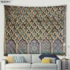 Tapissries 3D Marockan Art Architectural Tapestry Islamiska retro Geometriska mönster Vägg hängande vardagsrum sovrum heminredning filt 230324