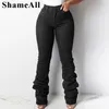 Dames Grote maten broek Grote maten Europa-stijl Stacked Flare Jeans Mom 3xl Street chic Sexy Slim Fit Trendy Bell-bottom Denim Broek Vintage broek 230325