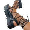 Sandały Kobieta platforma gladiator sandałowe kobiety okładki klinowy Kobieta moda koronkowa buty kobiety non slip damskie obuwie plus rozmiar 43 Z0325